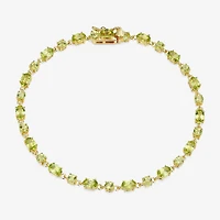 Womens Genuine Green Peridot 18K Gold Over Silver Oval 7.25 Inch Tennis Bracelet