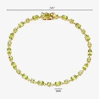 Womens Genuine Green Peridot 18K Gold Over Silver Oval 7.25 Inch Tennis Bracelet