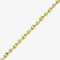 Womens Genuine Green Peridot 18K Gold Over Silver Oval 7.25 Inch Tennis Bracelet
