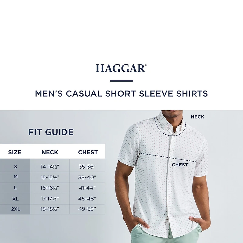 Haggar Performance Seersucker Mens Short Sleeve Slim Fit Button-Down Shirt