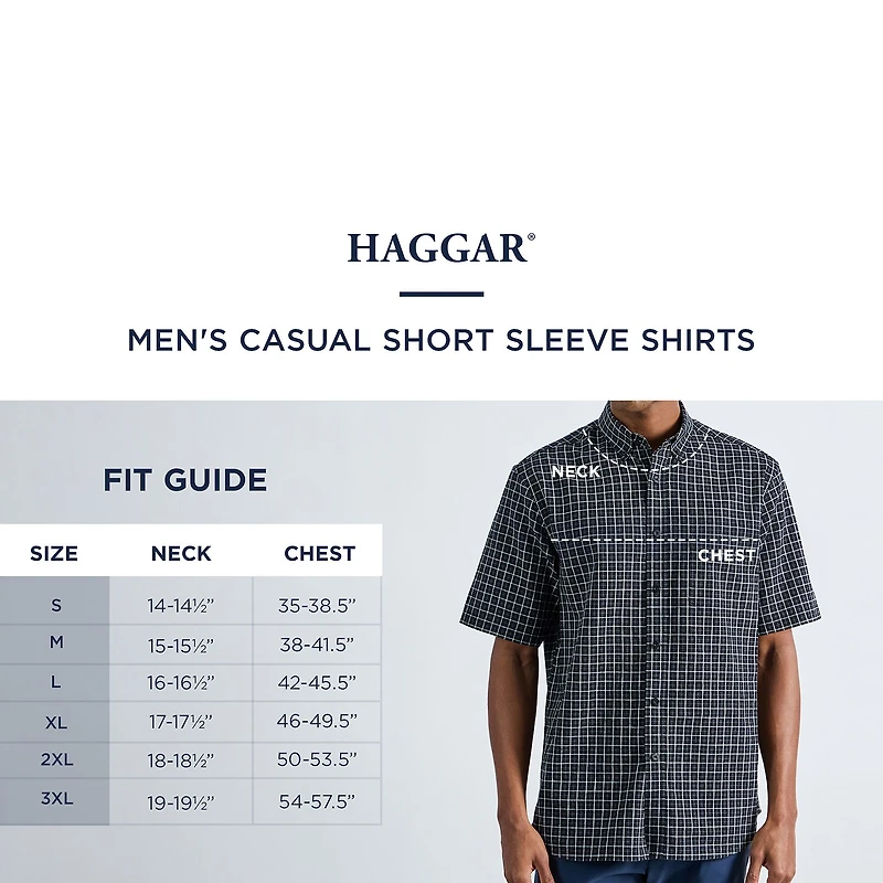Haggar Life Khaki Mens Short Sleeve Regular Fit Button-Down Shirt