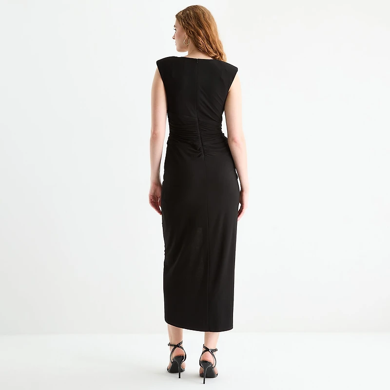 Jessica Howard Womens V Neck Sleeveless Sheath Dress
