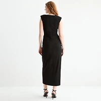 Jessica Howard Womens V Neck Sleeveless Sheath Dress
