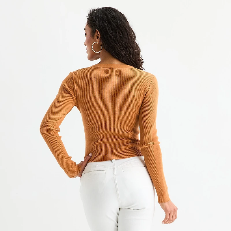 Bold Elements Womens U Neck Long Sleeve Pullover Sweater