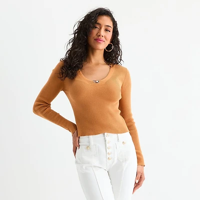 Bold Elements Womens U Neck Long Sleeve Pullover Sweater