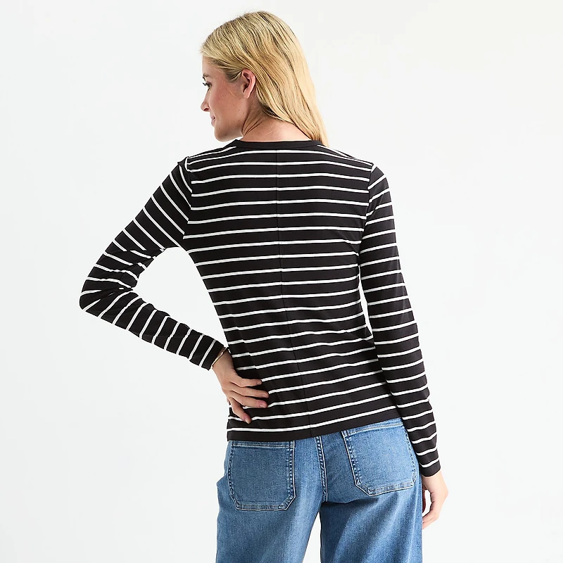 a.n.a Womens Crew Neck Long Sleeve T-Shirt