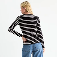 a.n.a Womens Crew Neck Long Sleeve T-Shirt