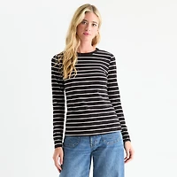 a.n.a Womens Crew Neck Long Sleeve T-Shirt