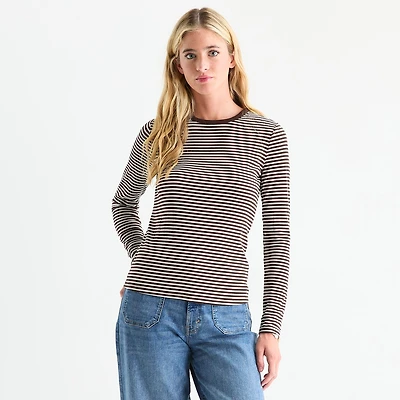 a.n.a Womens Crew Neck Long Sleeve T-Shirt