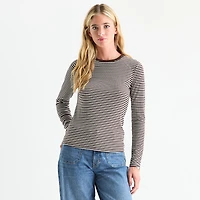 a.n.a Womens Crew Neck Long Sleeve T-Shirt