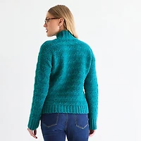 St. John's Bay Womens Mock Neck Long Sleeve Pullover Sweater
