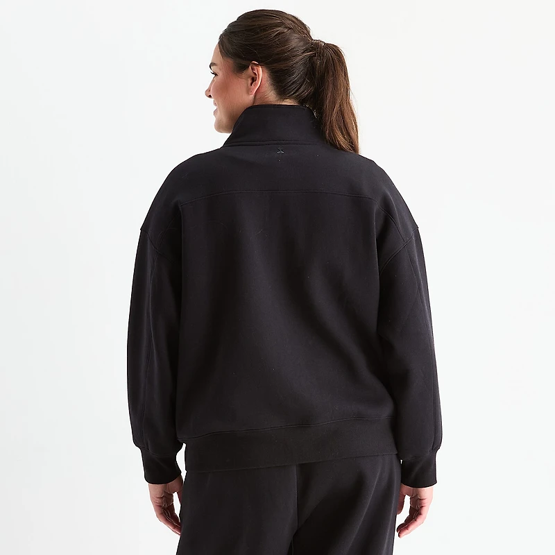 Xersion Womens Oversized Super Soft Fleece Half Zip Pullover Plus