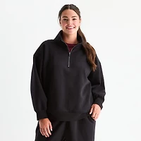 Xersion Womens Oversized Super Soft Fleece Half Zip Pullover Plus