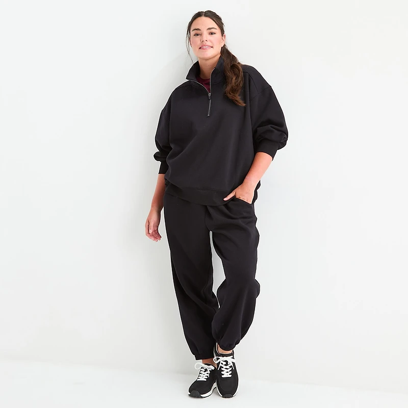 Xersion Womens Oversized Super Soft Fleece Half Zip Pullover Plus
