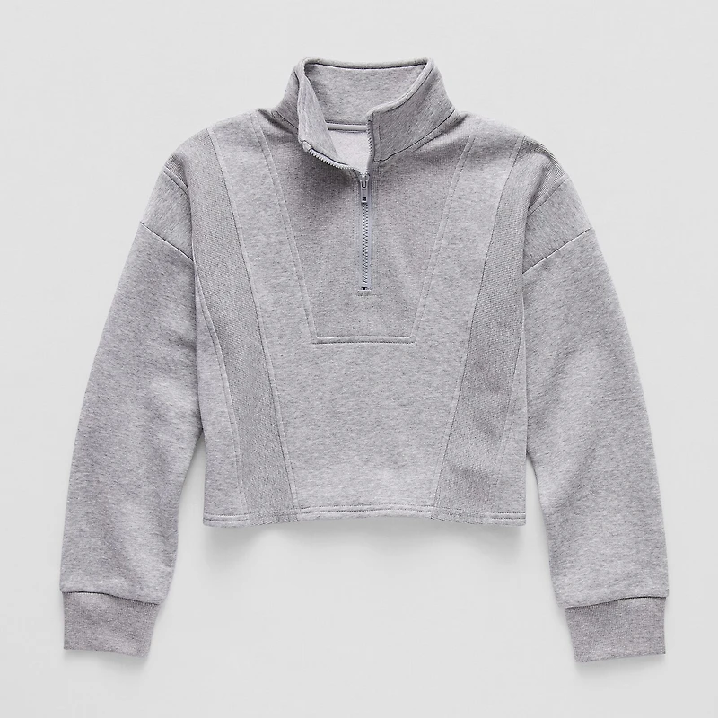 Xersion Little & Big Kid Girls Mock Neck Long Sleeve Fleece Active Quarter-Zip Pullover