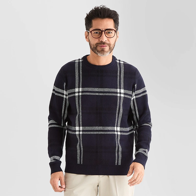 Stafford Mens Crew Neck Long Sleeve Pullover Sweater