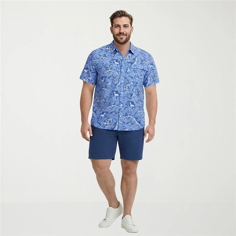 IZOD Sunshield Performance Mens Short Sleeve Classic Fit Stretch Fabric Big and Tall Button-Down Shirt