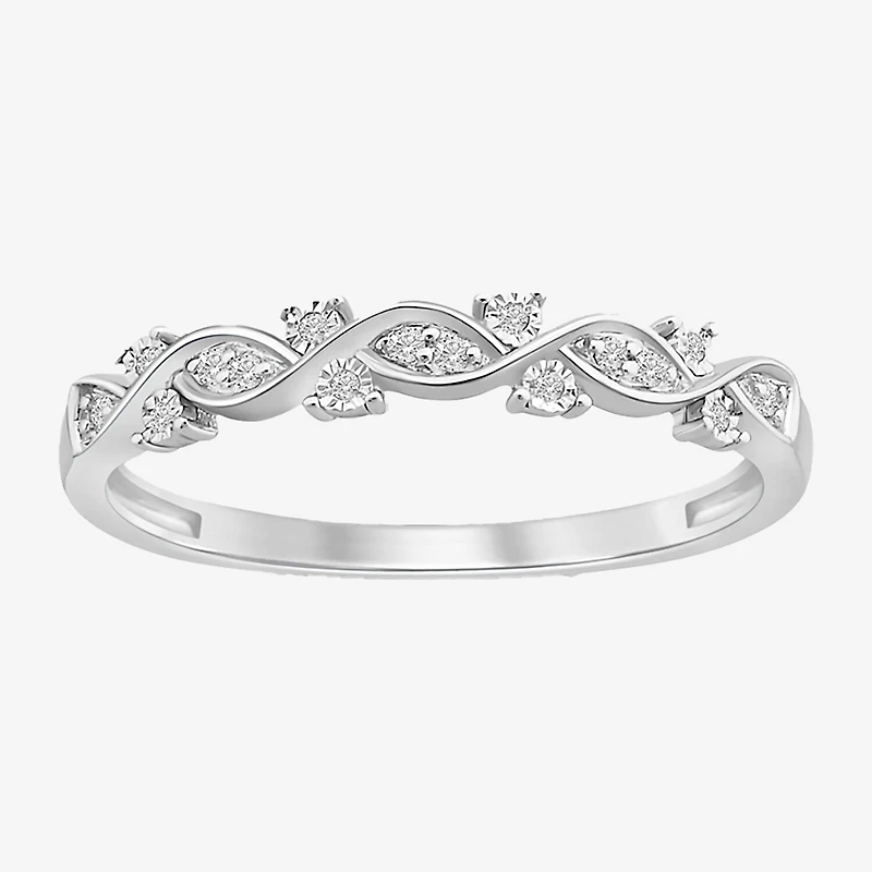 Womens Diamond Accent Natural White 10K Gold Anniversary Wedding Band
