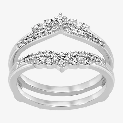 Womens 1/4 CT. T.W. Natural White Diamond 14K Gold Ring Guard