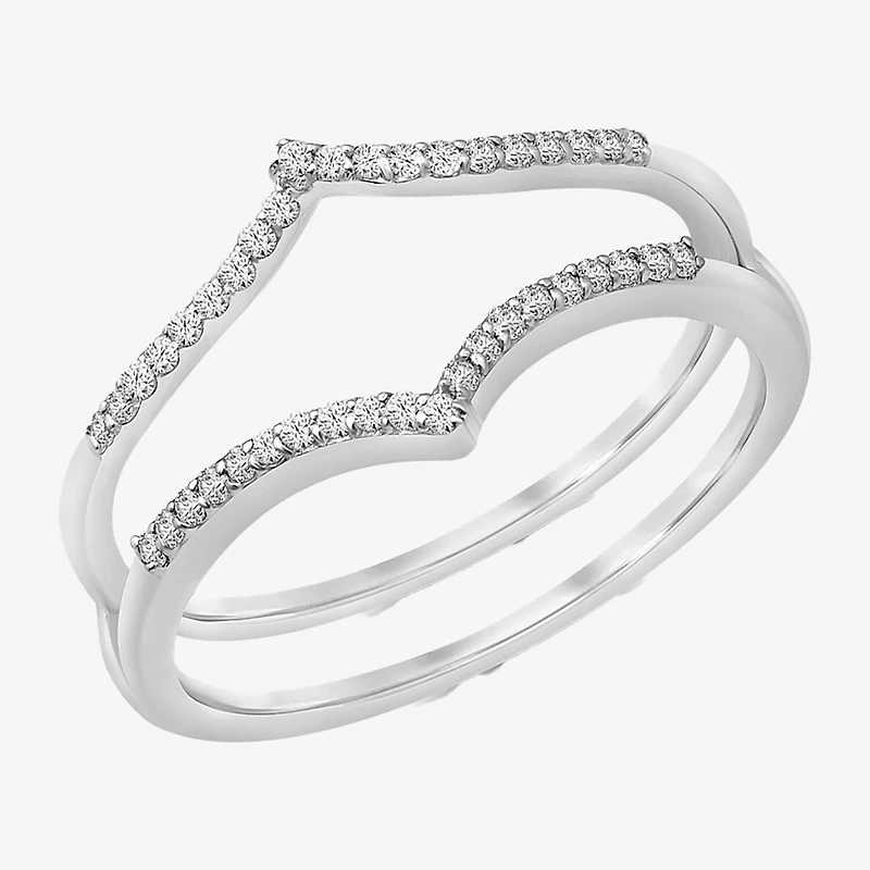 Womens 1/7 CT.T.W. Natural Diamond 10K or 14K White Gold Ring Guard