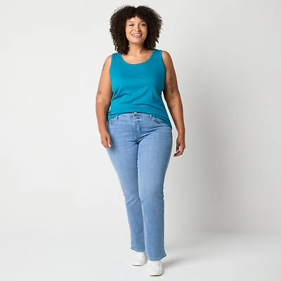 St. John's Bay Womens Plus Mid Rise Adaptive Bootcut Easy-on + Easy-off Jean