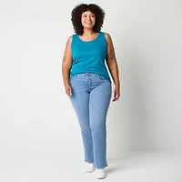 St. John's Bay Womens Plus Mid Rise Adaptive Bootcut Easy-on + Easy-off Jean