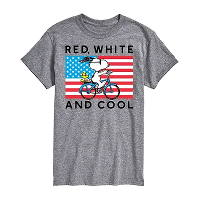 Mens Short Sleeve Snoopy Red, White and Cool Graphic T-Shirt