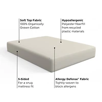 Allerease 100% Organically Grown Cotton Top Mattress Pad