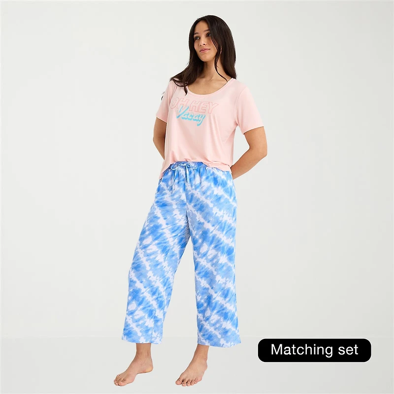 Sleep Chic Womens Poplin Pajama Capri Pant
