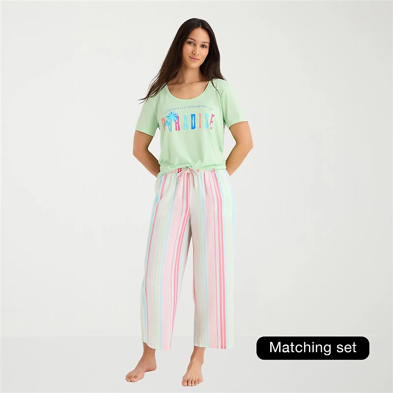 Sleep Chic Womens Poplin Pajama Capri Pant