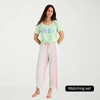 Sleep Chic Womens Poplin Pajama Capri Pant