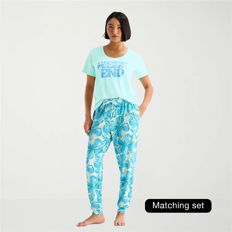 Sleep Chic Womens Crew Neck Short Sleeve Pajama Top