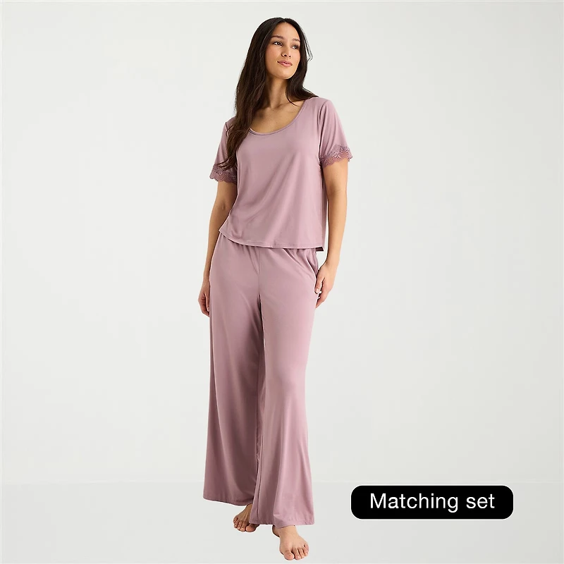 Ambrielle Womens Scoop Neck Short Sleeve Pajama Top
