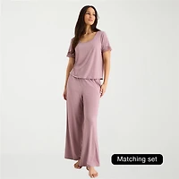 Ambrielle Womens Scoop Neck Short Sleeve Pajama Top