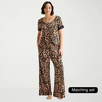 Ambrielle Womens Scoop Neck Short Sleeve Pajama Top