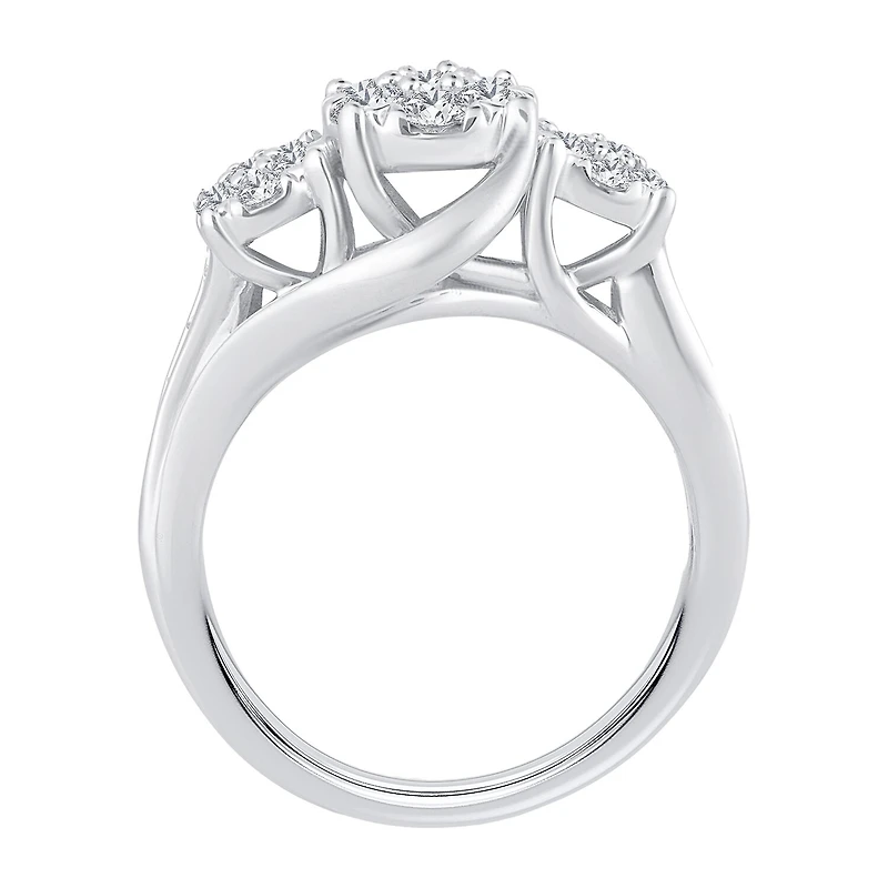 Womens 1 CT. T.W. Natural White Diamond 10K Gold Round Halo Engagement Ring
