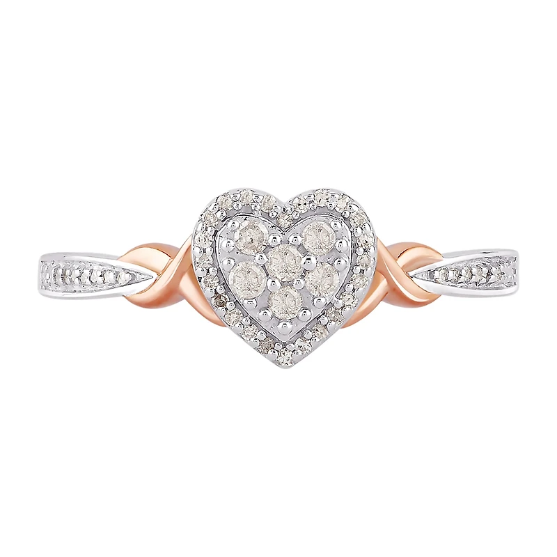 Promise My Love Womens 1/6 CT. T.W. Natural White Diamond Sterling Silver Heart Promise Ring