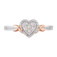 Promise My Love Womens 1/6 CT. T.W. Natural White Diamond Sterling Silver Heart Promise Ring