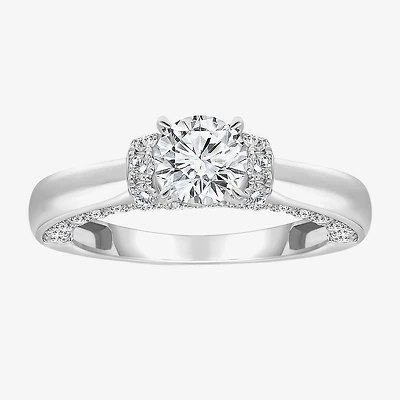 (I / I1) Womens 2 CT. T.W. Lab Grown White Diamond 10K Gold or 14K Round Side Stone Engagement Ring