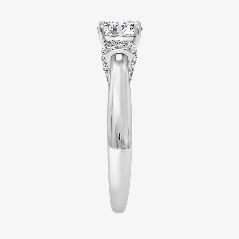 (I / I1) Womens 2 CT. T.W. Lab Grown White Diamond 10K Gold or 14K Round Side Stone Engagement Ring