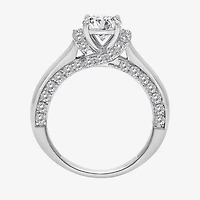 (I / I1) Womens 2 CT. T.W. Lab Grown White Diamond 10K Gold or 14K Round Side Stone Engagement Ring