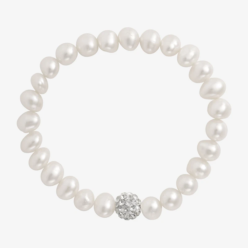 Girls Cultured Freshwater Pearl & Crystal Bracelet