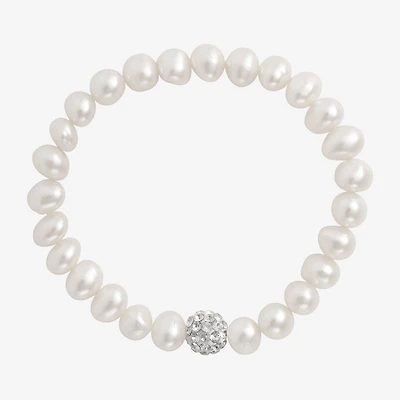 Girls Cultured Freshwater Pearl & Crystal Bracelet