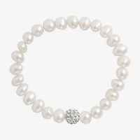 Girls Cultured Freshwater Pearl & Crystal Bracelet