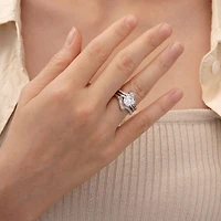 DiamonArt® Cubic Zirconia Sterling Silver Solitaire Bridal Ring & Guard