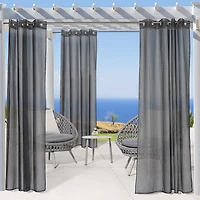 Outdoor Decor No Se'Em Grommet Top Sheer Single Curtain Panel