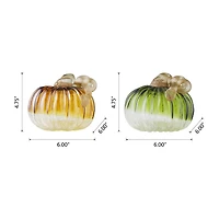 Glitzhome Crackle Glass Pumpkin 2-pc. Thanksgiving Tabletop Decor