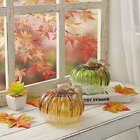Glitzhome Crackle Glass Pumpkin 2-pc. Thanksgiving Tabletop Decor