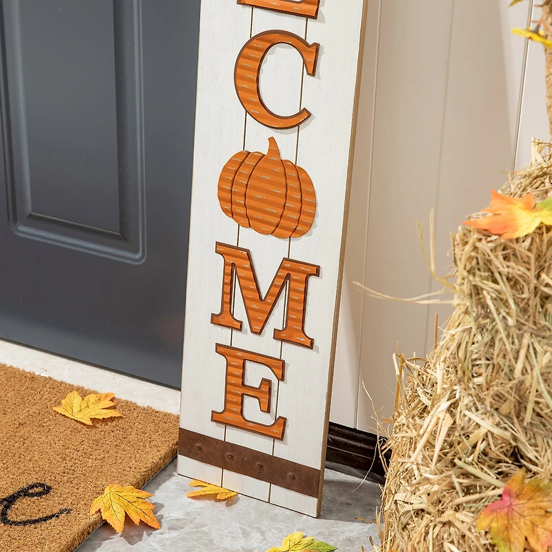 Glitzhome Fall Wooden Welcome Thanksgiving Porch Sign