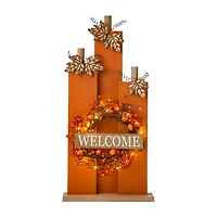 Glitzhome Fall Lighted Wooden Pumpkin Decor Thanksgiving Porch Sign